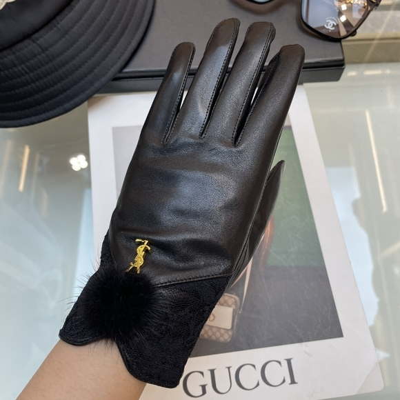 Yves Saint Laurent Women's Yellow Thermal Gloves - Picture 2 of 4